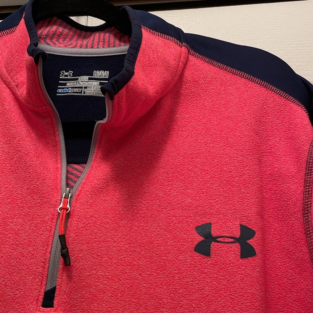 Cold Gear Under Armour Salmon and Blue Sweatshirt - Picture 2 of 3
